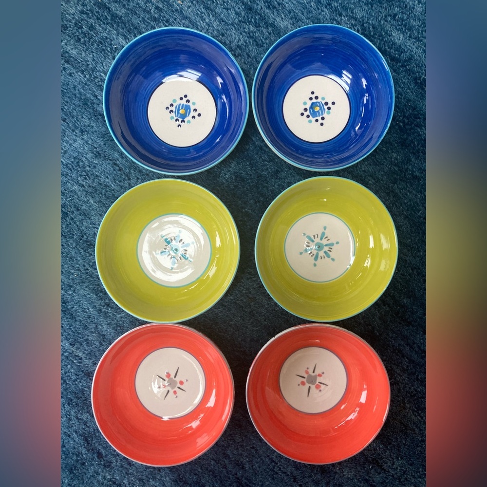 Set of 6 Colorful hand painted Anthropologie bowls